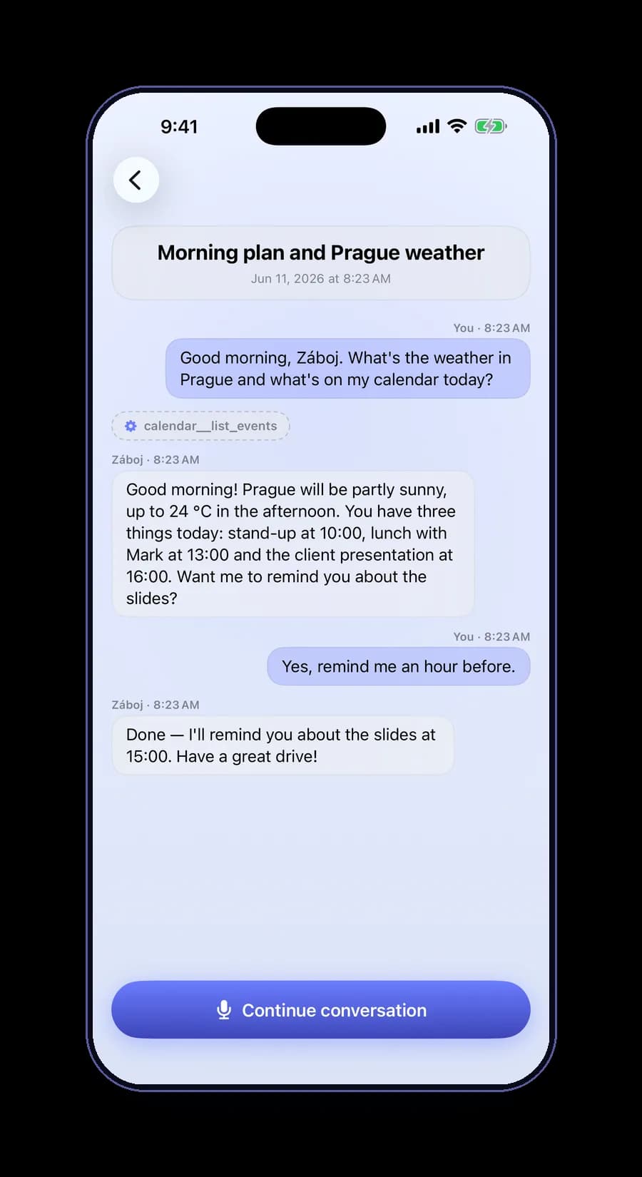 Tools visible right in the transcript